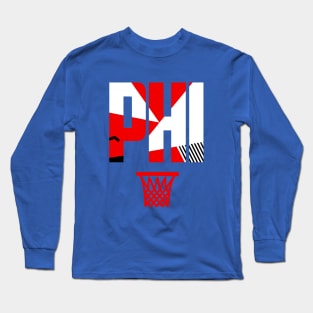 Throwback Philly Basketball Art Long Sleeve T-Shirt